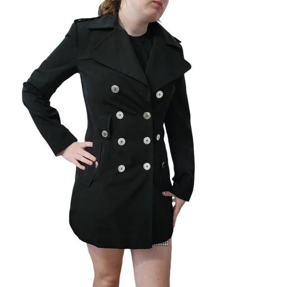 𝅺double Breasted Tie Waist Trench Coat Size XS | S - Picture 2 of 12